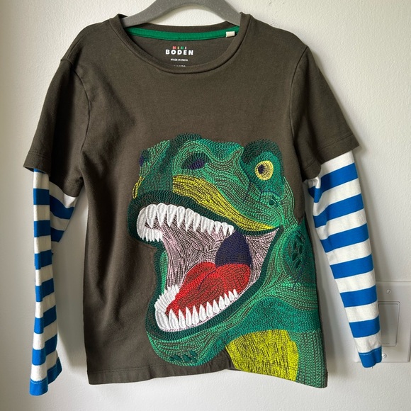 Mini Boden kids Dino layered super stitch long sleeve tee size 6/7 boys - Picture 5 of 8